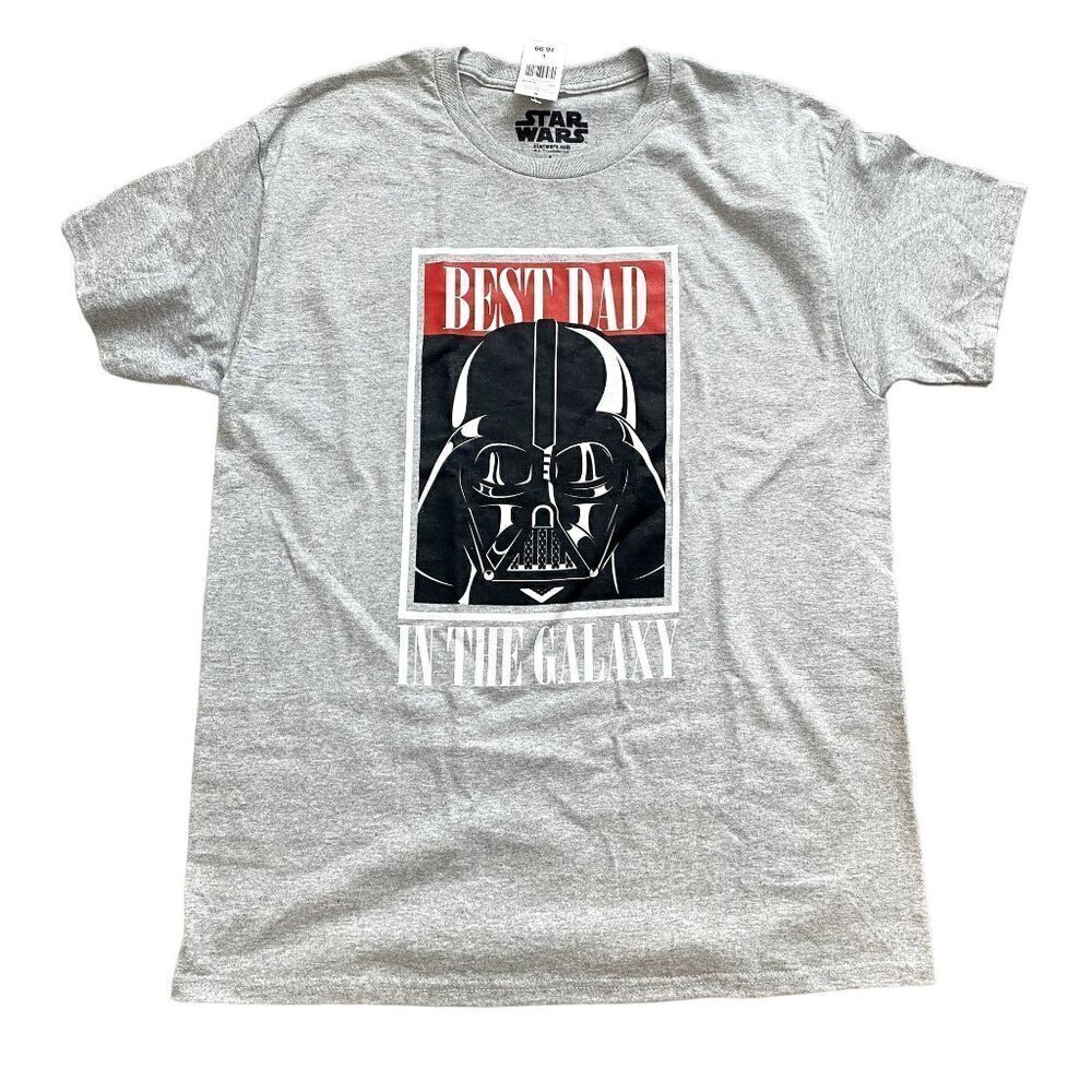 Star Wars Darth Vader Best Dad in the Galaxy T-Shirt Sz Large Grey  B27